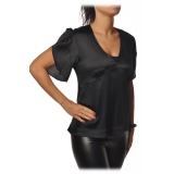 Pinko - Blusa Williamson in Seta Lucida - Nero - Camicia - Made in Italy - Luxury Exclusive Collection