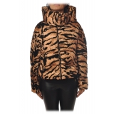 Pinko - Piumino Giza2 in Stampa Animalier - Nero/Marrone - Giacca - Made in Italy - Luxury Exclusive Collection