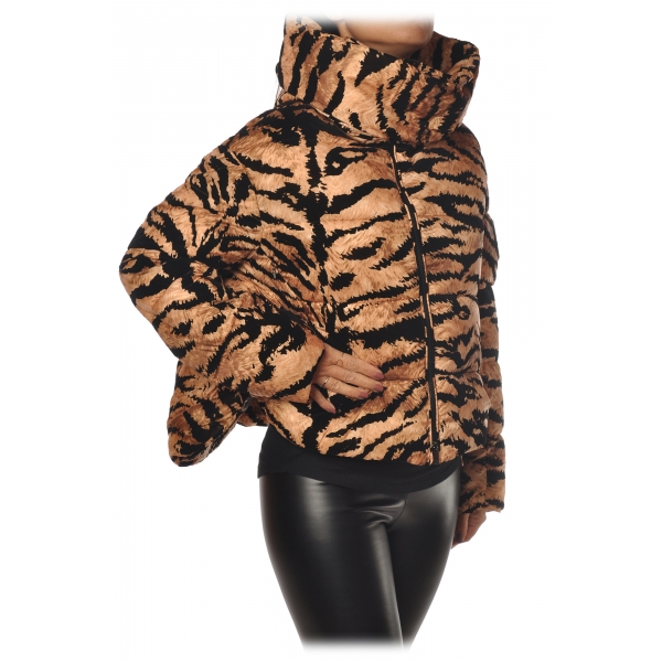 Pinko - Piumino Giza2 in Stampa Animalier - Nero/Marrone - Giacca - Made in Italy - Luxury Exclusive Collection