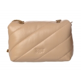 Pinko - Quilted Bag Love Mini Puff Maxy with Chain and Logo - Beige - Bag - Made in Italy - Luxury Exclusive Collection