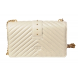Pinko - Quilted Bag Love Classic Icon with Chain and Logo - White - Bag - Made in Italy - Luxury Exclusive Collection