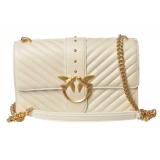 Pinko - Quilted Bag Love Classic Icon with Chain and Logo - White - Bag - Made in Italy - Luxury Exclusive Collection