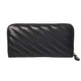 Pinko - Wallet Ryder v Quilt in Leather with Logo - Black - Bag - Made in Italy - Luxury Exclusive Collection