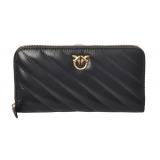 Pinko - Wallet Ryder v Quilt in Leather with Logo - Black - Bag - Made in Italy - Luxury Exclusive Collection