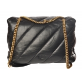 Pinko - Quilted Bag Love Big Puff Maxy with Chain and Logo - Black - Bag - Made in Italy - Luxury Exclusive Collection