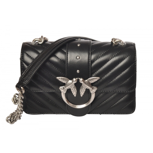 Pinko - Bag Love Mini Icon v Quilt with Studs and Logo - Black - Bag - Made in Italy - Luxury Exclusive Collection
