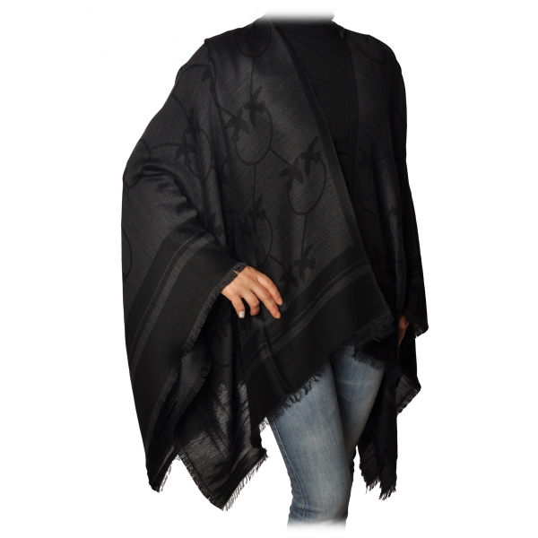 Pinko - Poncho in Logo Pattern - Black/Grey - Sweater - Made in Italy - Luxury Exclusive Collection