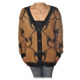 Pinko - Cardigan Adelphi in Logo Pattern - Black/Camel - Sweater - Made in Italy - Luxury Exclusive Collection