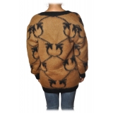 Pinko - Cardigan Adelphi in Logo Pattern - Black/Camel - Sweater - Made in Italy - Luxury Exclusive Collection