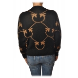 Pinko - Sweater Abbey in Logo Pattern - Black/Camel - Sweater - Made in Italy - Luxury Exclusive Collection