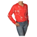Pinko - Cardigan Lavant in Logo Pattern - Red/White - Sweater - Made in Italy - Luxury Exclusive Collection