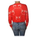 Pinko - Cardigan Lavant in Logo Pattern - Red/White - Sweater - Made in Italy - Luxury Exclusive Collection