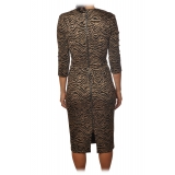Pinko - Dress Pierpaolo2 in Animal Print Zebra Pattern - Black/Beige - Dress - Made in Italy - Luxury Exclusive Collection