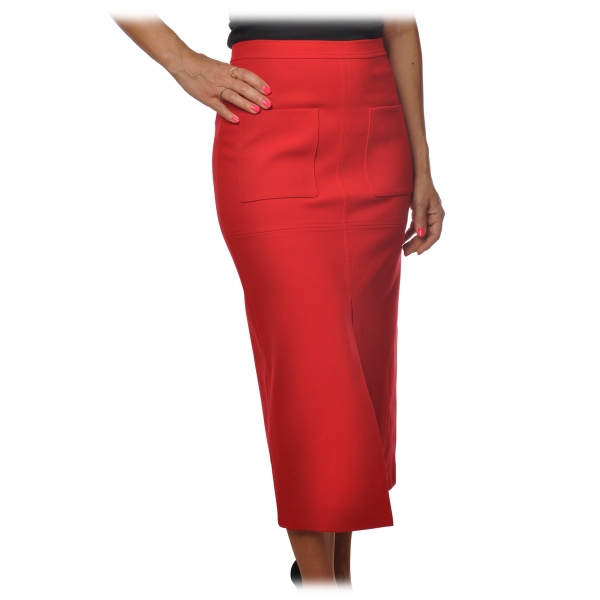 Pinko - Longuette Skirt Lombard1 with Pockets - Red - Skirt - Made in Italy - Luxury Exclusive Collection