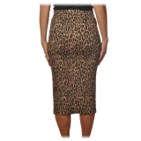 Pinko - Longuette Skirt Ortisei in Leopard Pattern - Black/Beige - Skirt - Made in Italy - Luxury Exclusive Collection