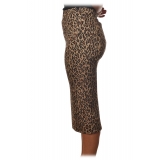 Pinko - Longuette Skirt Ortisei in Leopard Pattern - Black/Beige - Skirt - Made in Italy - Luxury Exclusive Collection