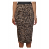 Pinko - Longuette Skirt Ortisei in Zebra Effect Pattern - Black/Beige - Skirt - Made in Italy - Luxury Exclusive Collection