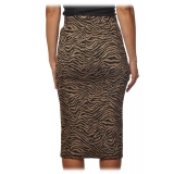 Pinko - Longuette Skirt Ortisei in Zebra Effect Pattern - Black/Beige - Skirt - Made in Italy - Luxury Exclusive Collection