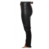 Pinko - Campus Leggings Slim Fit in Faux Leather - Black - Trousers - Made in Italy - Luxury Exclusive Collection