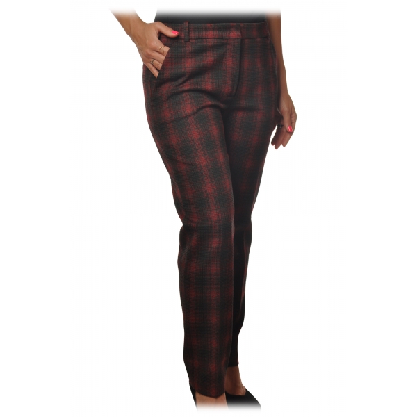 Pinko - Cigarette Trousers Bello106 in Check Pattern - Black/Red - Trousers - Made in Italy - Luxury Exclusive Collection