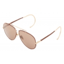 Chloé - Pilot Edith Woman's Sunglasses in Metal and Leather - Gold Brown - Chloé Eyewear