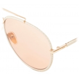 Chloé - Pilot Edith Woman's Sunglasses in Metal and Leather - Gold Ivory Peach - Chloé Eyewear