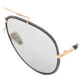 Chloé - Pilot Edith Woman's Sunglasses in Metal and Leather - Gold Black Grey - Chloé Eyewear