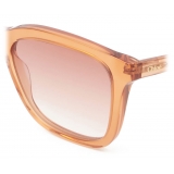 Chloé - Esther Square Sunglasses in Bio-Organic Material - Peach - Chloé Eyewear