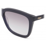 Chloé - Esther Square Sunglasses in Bio-Organic Material - Navy Grey - Chloé Eyewear