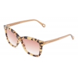 Chloé - Esther Square Sunglasses in Bio-Organic Material - Light Havana Peach - Chloé Eyewear