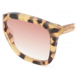 Chloé - Esther Square Sunglasses in Bio-Organic Material - Light Havana Peach - Chloé Eyewear
