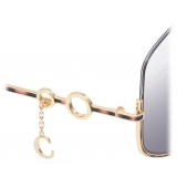 Chloé - Occhiali da Sole da Donna Pentagonali Sofya in Metallo e Smalto - Oro Havana Grigio - Chloé Eyewear