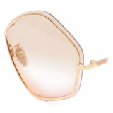 Chloé - Lahya Pentagonal Woman's Sunglasses in Metal and Silicone - Gold Peach Orange Pink - Chloé Eyewear