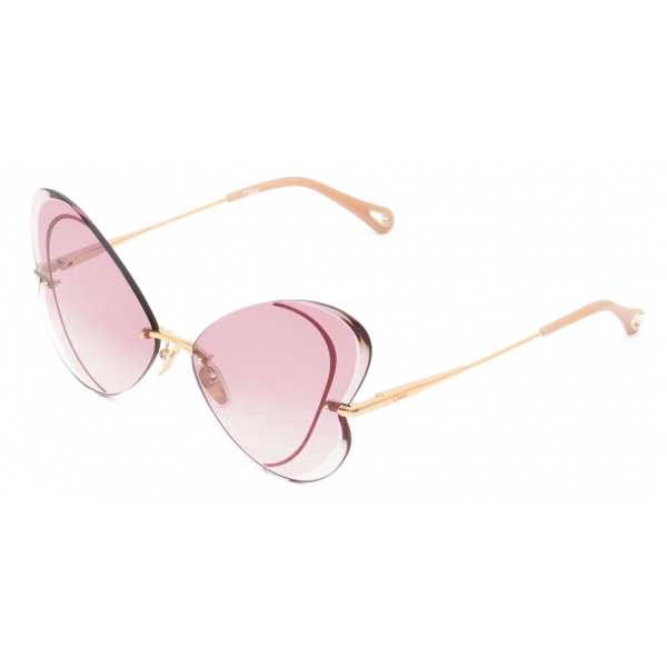 Chloé - Occhiali da Sole Tayla a Farfalla in Metallo - Oro Rosa - Chloé Eyewear