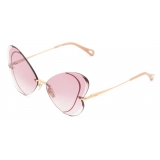 Chloé - Tayla Metal Butterfly Sunglasses - Gold Pink - Chloé Eyewear