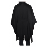 Pinko - Double-Breasted Coat Puerta Mantella with Fringes - Black - Jacket - Made in Italy - Luxury Exclusive Collection