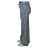 Pinko - Jeans Peggy4 con Cintura Denim Logo - Blu Chiaro - Pantalone - Made in Italy - Luxury Exclusive Collection