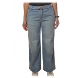 Pinko - Jeans Peggy4 with Logo Denim Belt - Light Blue - Trousers - Made in Italy - Luxury Exclusive Collection