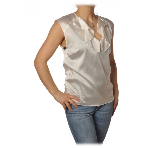 Pinko - Blusa Fascinoso in Seta Elastica - Bianco - Camicie - Made in Italy - Luxury Exclusive Collection
