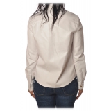Pinko - Shirt Caroline6 in Faux Leather - White - Shirts - Made in Italy - Luxury Exclusive Collection