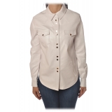 Pinko - Shirt Caroline6 in Faux Leather - White - Shirts - Made in Italy - Luxury Exclusive Collection