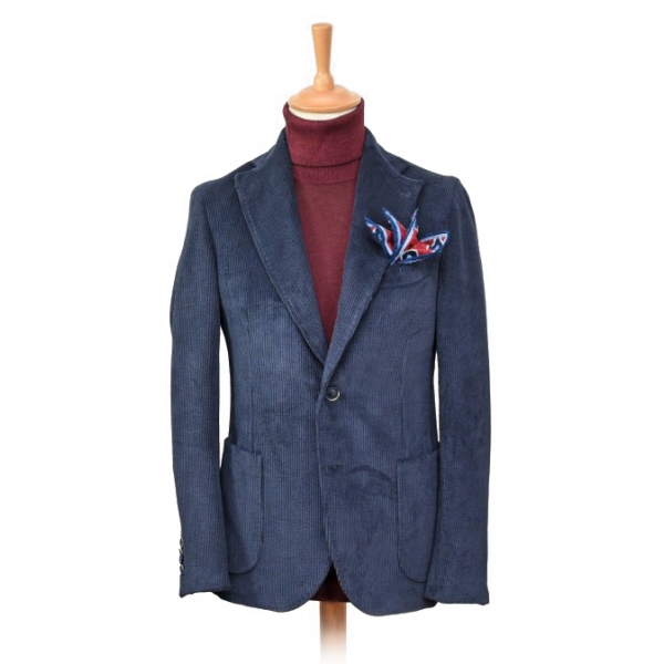 Fefè Napoli - Blue Velvet Lagaga Jacket - Jackets - Handmade in Italy - Luxury Exclusive Collection
