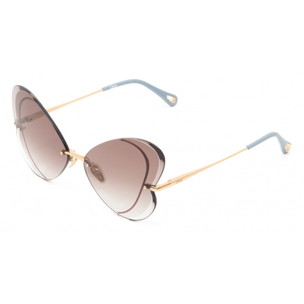 Chloé - Occhiali da Sole Tayla a Farfalla in Metallo - Oro Marrone - Chloé Eyewear