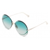 Chloé - Round Metal Tayla Sunglasses - Gold Teal - Chloé Eyewear