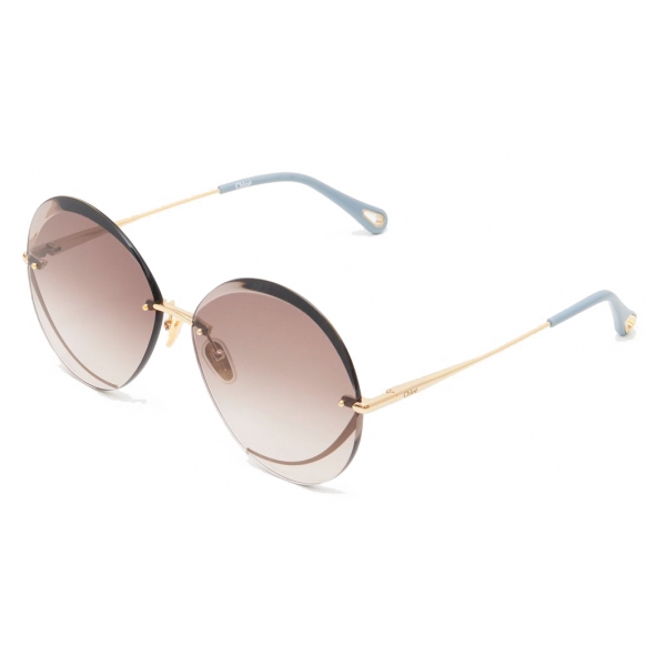 Chloé - Occhiali da Sole Rotondi Tayla in Metallo - Oro Marrone - Chloé Eyewear