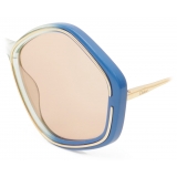 Chloé - Kheene Pentagonal Sunglasses for Women in a Bio-based Material & Metal - Gold Mint Brown - Chloé Eyewear