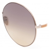Chloé - Noore Round Sunglasses in Metal and Silicon - Gold Brown Ocher - Chloé Eyewear