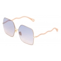 Chloé - Noore Square Sunglasses in Metal and Silicon - Gold Purple Pink - Chloé Eyewear