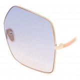 Chloé - Noore Square Sunglasses in Metal and Silicon - Gold Purple Pink - Chloé Eyewear