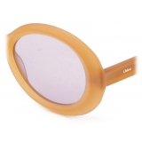 Chloé - Osco Oval Sunglasses for Women in a Bio-based Material - Mustard Violet - Chloé Eyewear